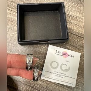 Limerencia Stainless Steel Hoop Earrings Crystal Inlay Huggie Style